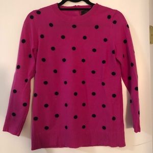 J Crew Hot Pink Polka Dot Sweater - Size Small